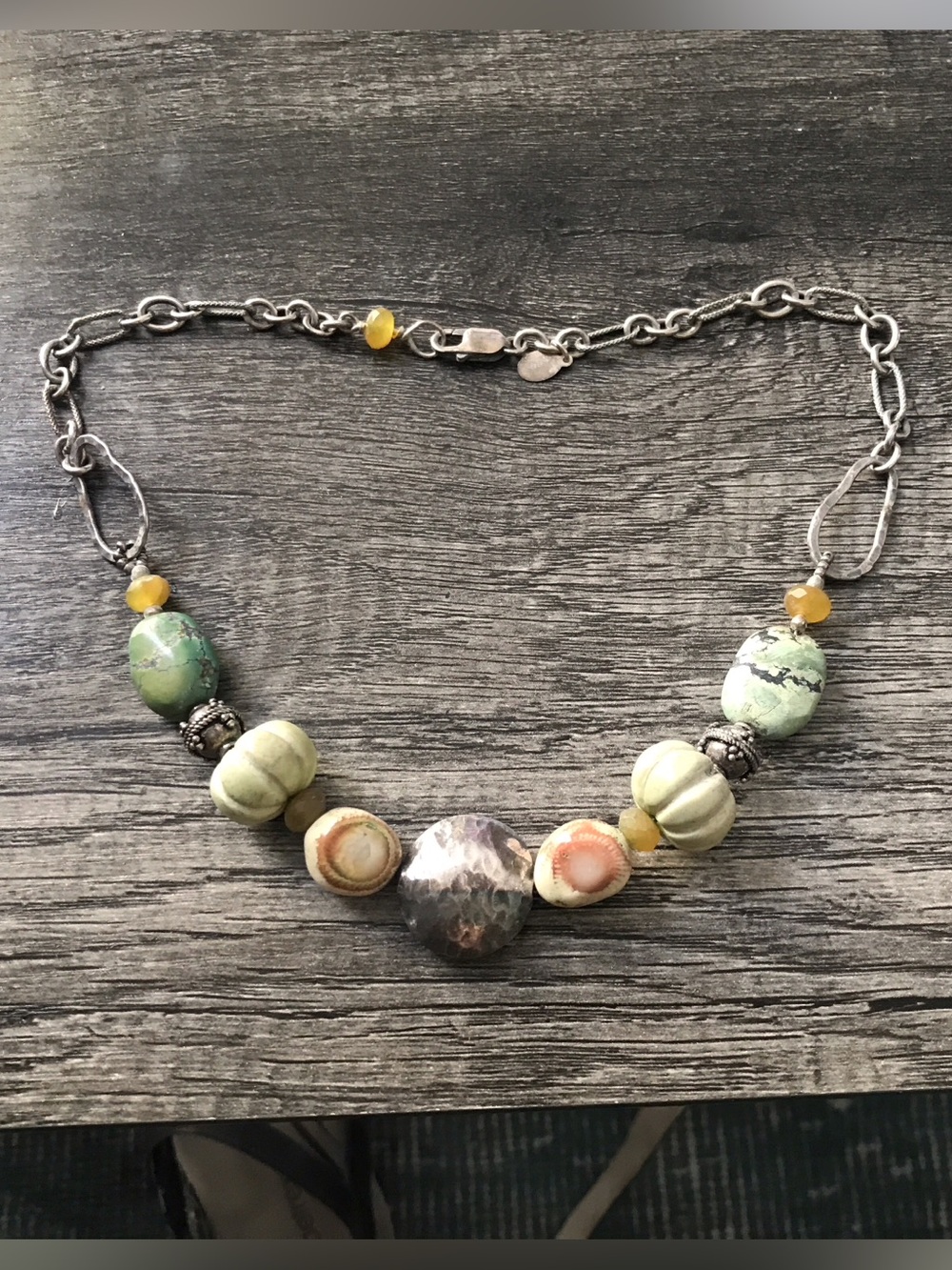 Sterling silver lemon turquoise necklace